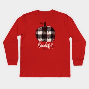 Buffalo Plaid Pumpkin Kids Long Sleeve T-Shirt